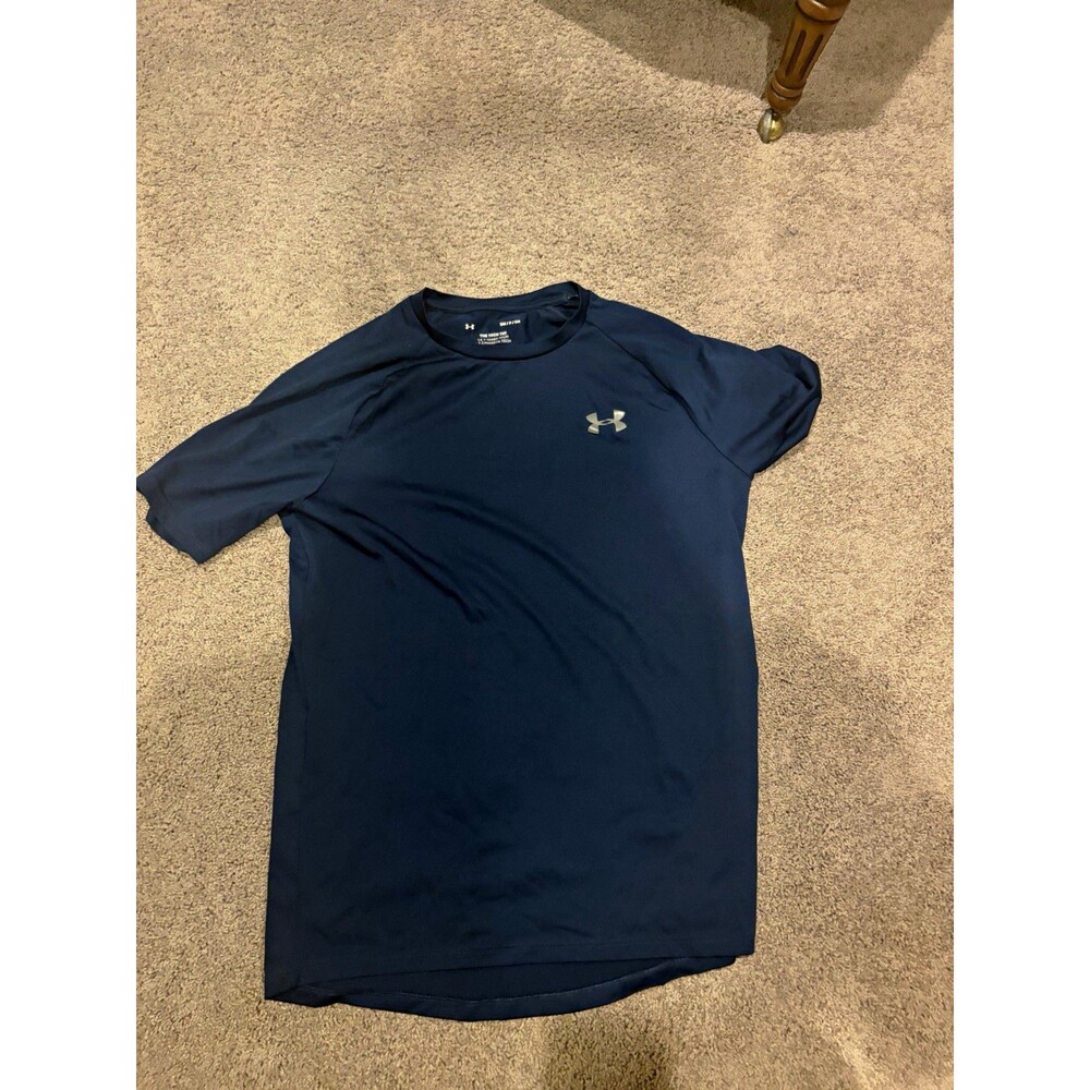 Under Armour Tech Tee Men's S Blue Polyester Crew Neck Logo Short Sleeve Tee